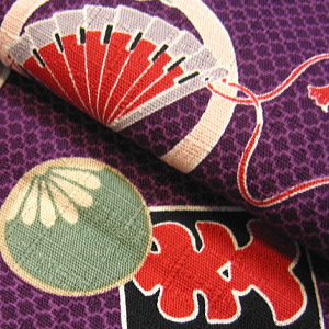 義若オリジナルの鯉口シャツ（ダボシャツ）　激安セール　縁起物祭（紫）